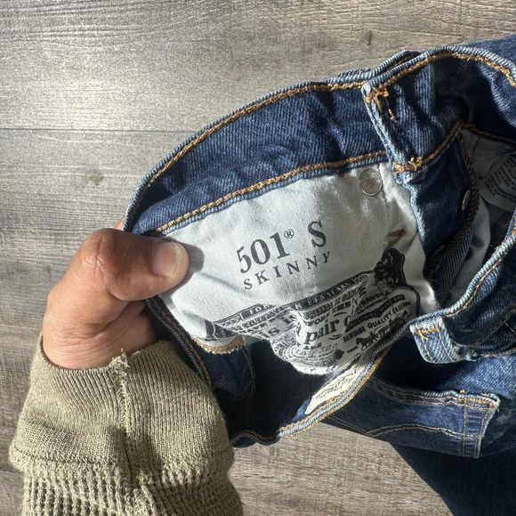 Levis 501 S Jeans Womens 24x28 Blue Skinny Button Fly Premium Denim High Rise - Picture 4 of 16